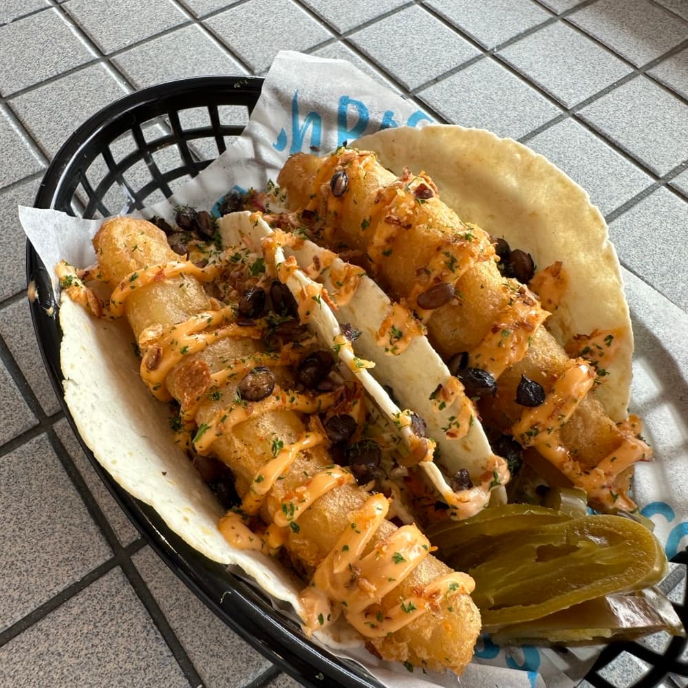 Fish tacos, overhead